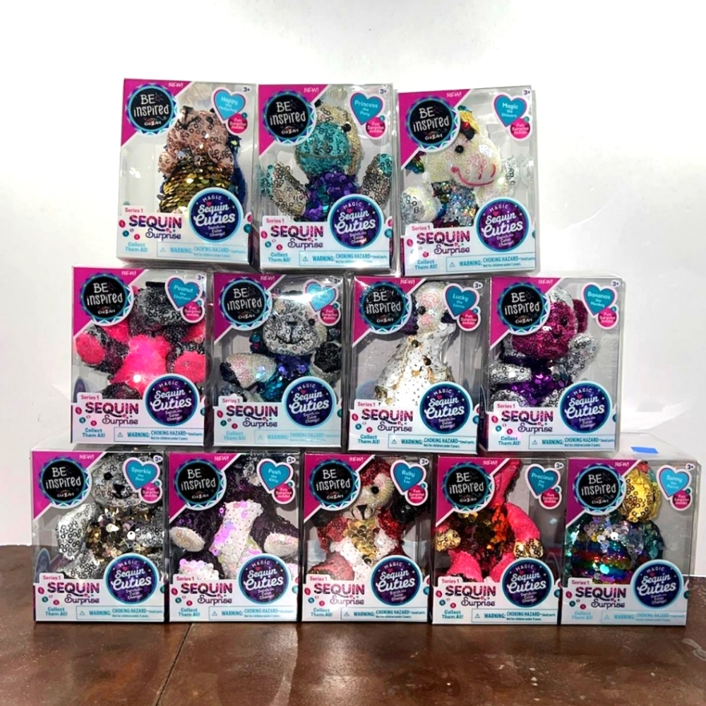 HOLIDAY! LOT ALL 12 CRA-Z-ART MAGIC SEQUIN CUTIES SEQUIN SURPRISE FULL SERIES 1